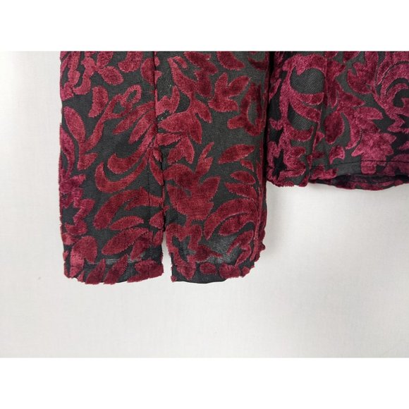 Vintage RAMPAGE with velvet burgundy black sheer sequins blouse L - Picture 6 of 12